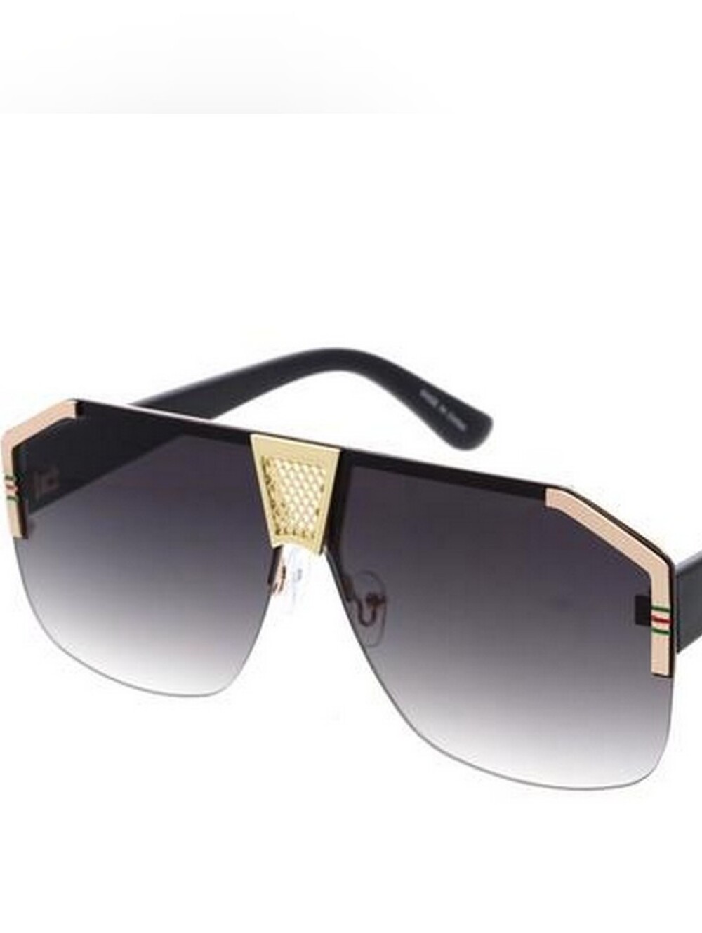 OMG Black and Gold Shield-Bridge Shield Sunglasses